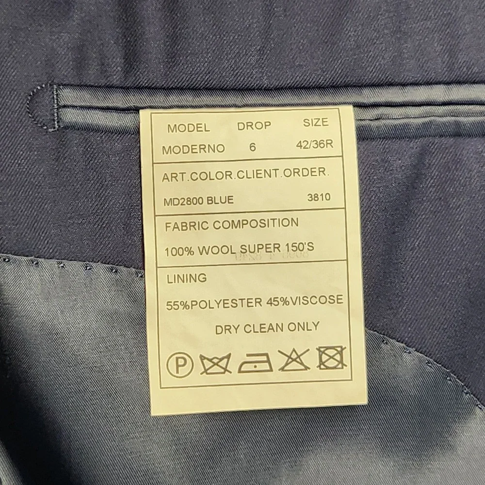 MaxDavoli Baroni Suit Jacket Blazer 42R Navy Blue 100% Wool Super 150s Flaw
